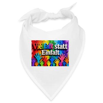 Vielfalt statt Einfalt bunte Handabdrücke - Bandana - Weiß - Vorne