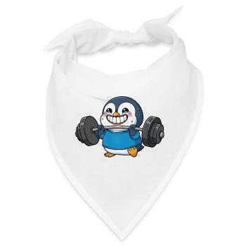 Pinguin Langhantel Gewichtheber Workout Cartoon - Bandana - Weiß - Vorne