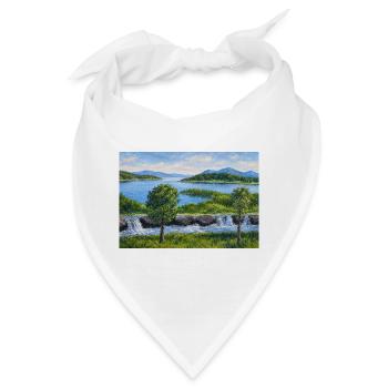 Flusslandschaft mit Wasserfall - Bandana - Weiß - Vorne