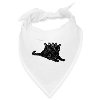 Dreiköpfiges Katzentrio - Bandana - Weiß - Vorne
