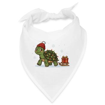 Weihnachts-Schildkröte mit Lichterkette - Bandana - Weiß - Vorne