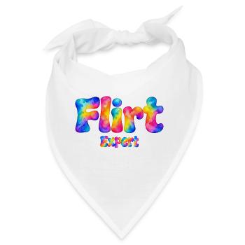Flirt Expert – Bunter Aquarell Spruch mit Humor - Bandana - Weiß - Vorne