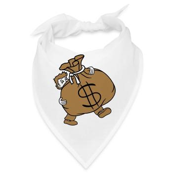 tragen schwer dollar symbol zeichen geld reich gel - Bandana - Weiß - Vorne