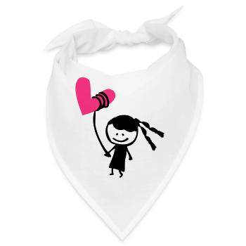 Kleines Mädchen mit Herzballon - Bandana - Weiß - Vorne