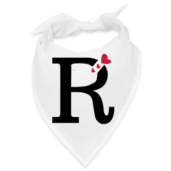 Großbuchstabe R mit Herzen - Bandana - Weiß - Vorne