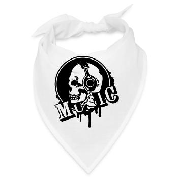Totenkopf mit Graffiti Kopfhörer Patch - Bandana - Weiß - Vorne