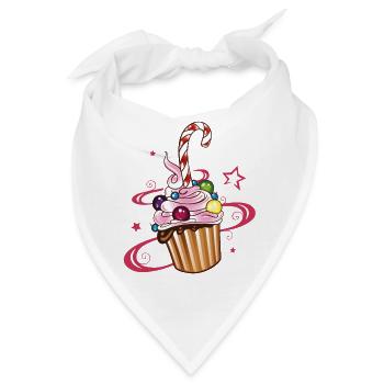 Muffin mit Sternen, Süßigkeiten und Zuckerstange. - Bandana - Weiß - Vorne
