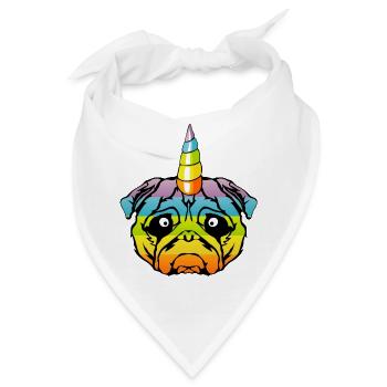 Hund Einhorn Horn Kopf Phantasie 2703 o - Bandana - Weiß - Vorne