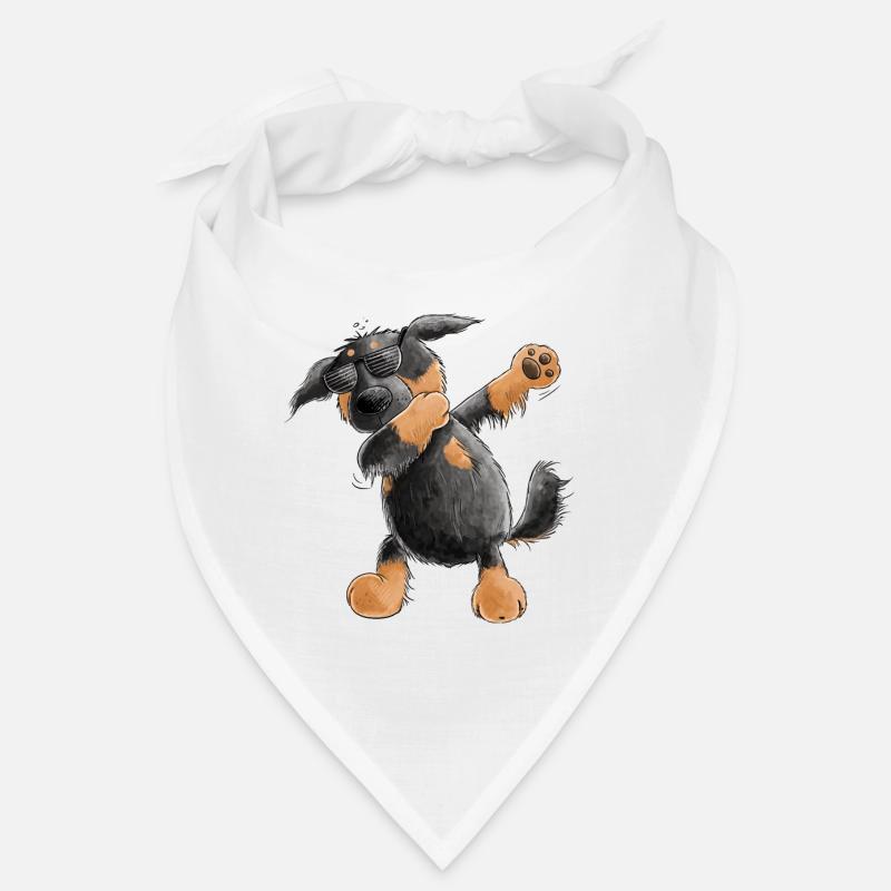 Hovawart Dab Dance Comic I Dabbender Hund - Bandana - Weiß