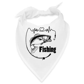 Angelrute mit Fisch - Bandana - Weiß - Vorne