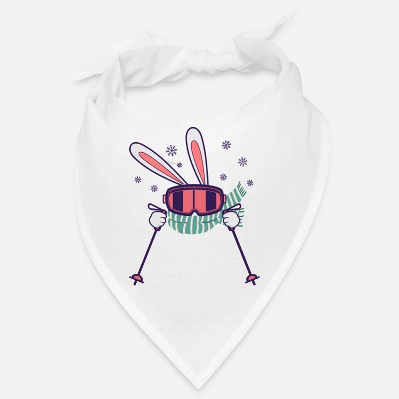 Lapin de ski avec bâtons de ski Lunettes de ski et écharpe Bandana