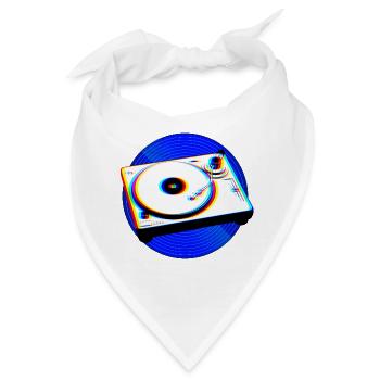 Schallplatte Plattenspieler Musik Retro - Bandana - Weiß - Vorne