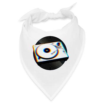 Schallplatte Plattenspieler Musik Retro - Bandana - Weiß - Vorne