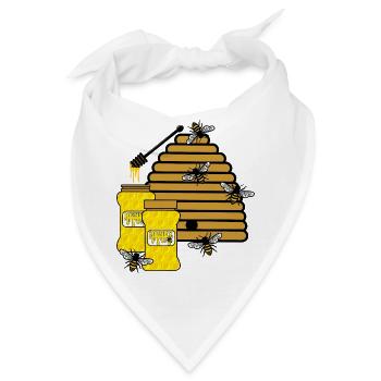 Bienenstock mit Honig und Bienen - Bandana - Weiß - Vorne