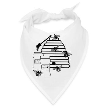 Bienenstock mit Honig und Bienen - Bandana - Weiß - Vorne