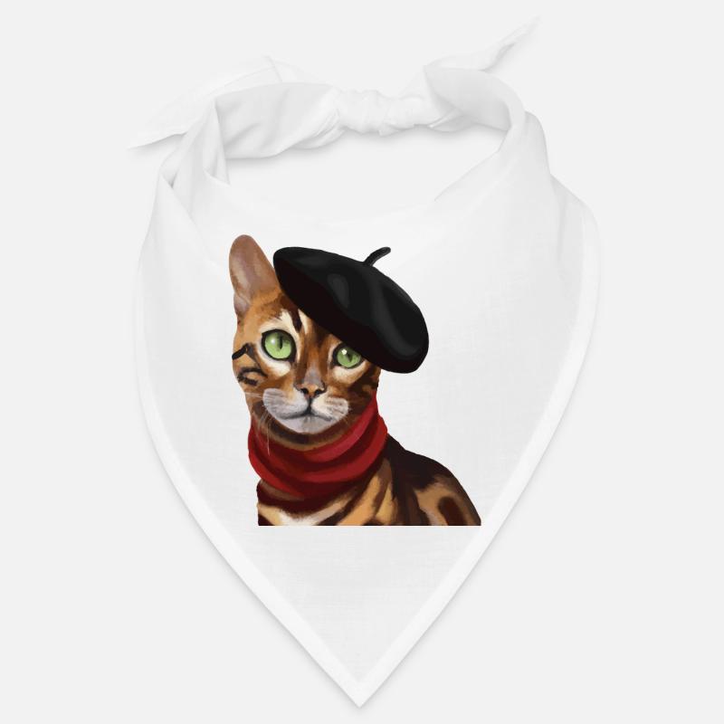 Chat Bengale avec casquette et écharpe - Bandana - blanc