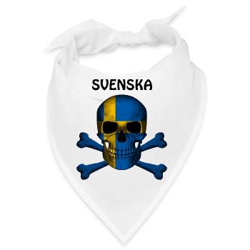 Skull Jolly Roger Pirate Flag Svenska R6Z - Bandana - Weiß - Vorne