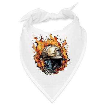 Feuerwehrhelm in Flammen Nr. 1 - Bandana - Weiß - Vorne