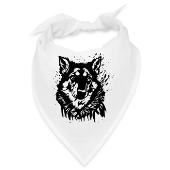 Weinlese Zeichnung Retro Hundekopf Grafiti - Bandana - Weiß - Vorne