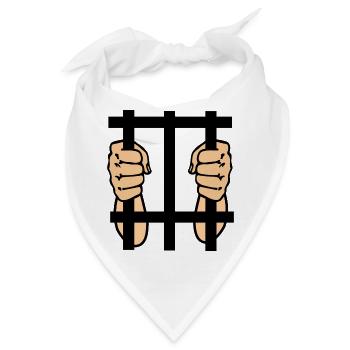 Gefangener im Gefängnis zwei farbige Fäuste - Bandana - Weiß - Vorne