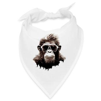 Affe Sonnenbrille Cool Schimpanse Gorilla Kunst - Bandana - Weiß - Vorne