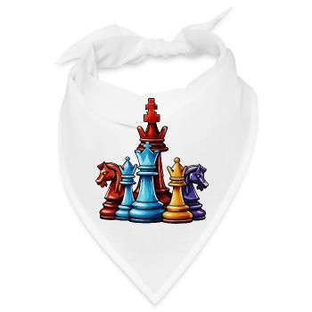 Schach / Figuren / Strategie / Denksport / Nerd - Bandana - Weiß - Vorne