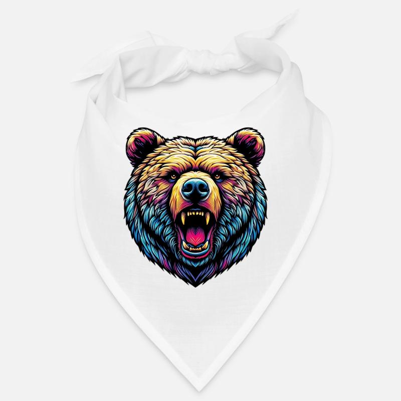 Ours féroce en colère - Bandana - blanc