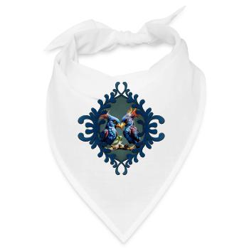 Verliebte Fantasievögel - Bandana - Weiß - Vorne