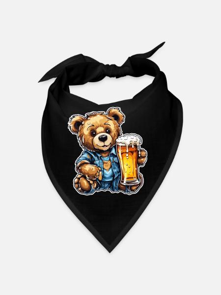 Teddybär / Kuscheltier / Stofftier / Geschenkidee - Bandana - Schwarz - Vorne
