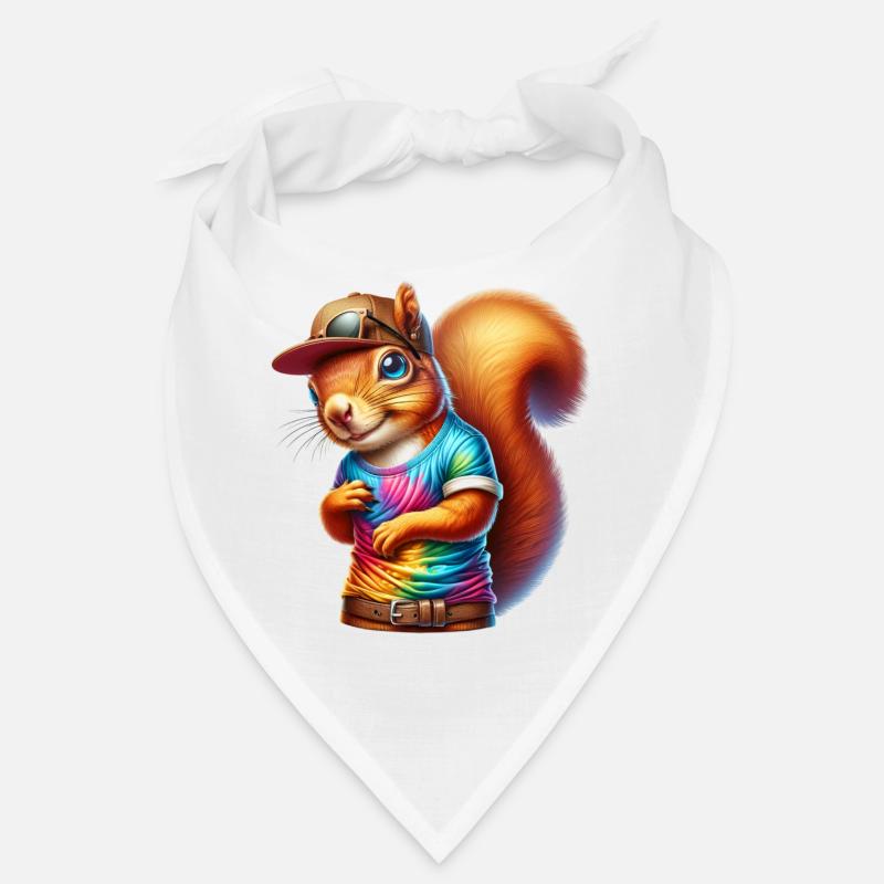 Farbenfrohes Cooles Sport Eichhörnchen Design - Bandana - Weiß