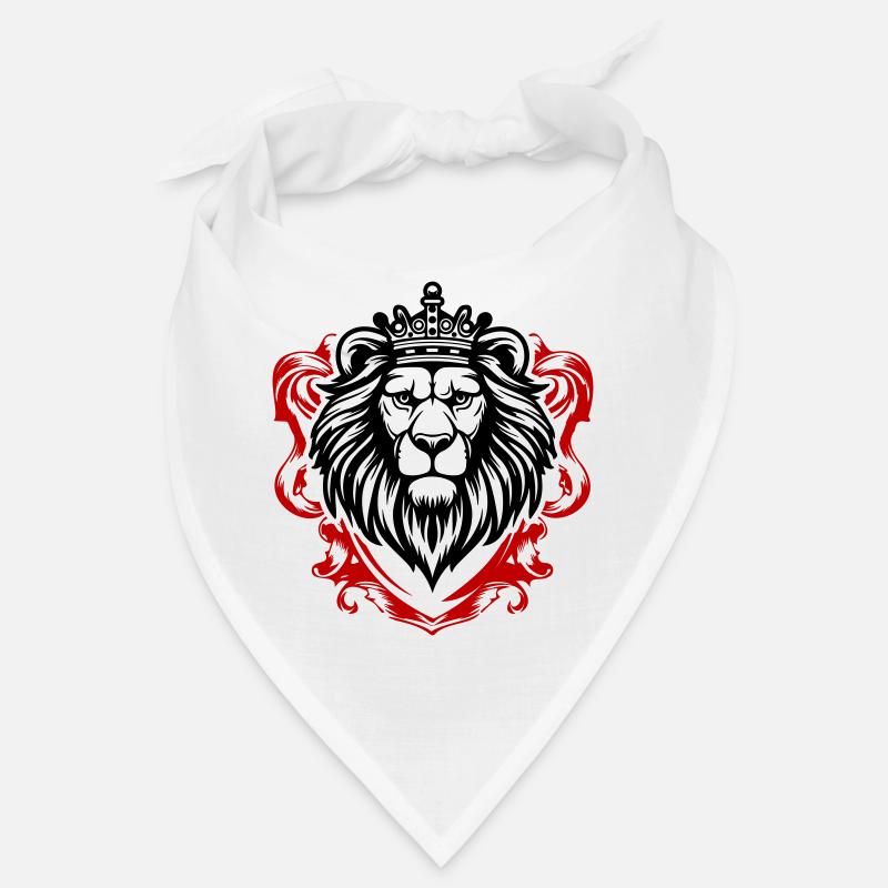 Löwe Kopf Schild Krone König - Bandana - Weiß
