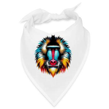 Mandrill-Affe - Bandana - Weiß - Vorne