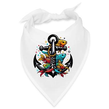 Ein Anker mit Fischen - Bandana - Weiß - Vorne