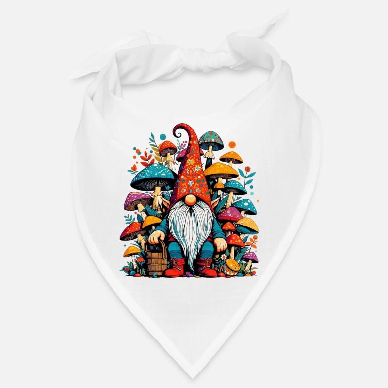 Gnome aux champignons - Bandana - blanc