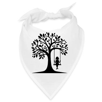 Silhouetten-Motiv eines Mädchens auf der Schaukel - Bandana - Weiß - Vorne