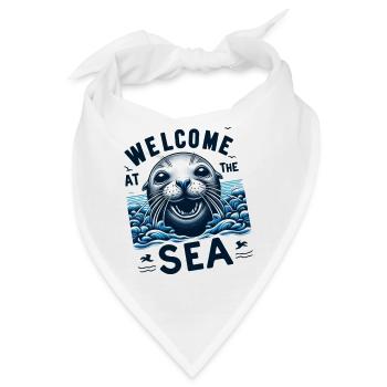 Seerobbe willkommen am Meer welcome at the sea - Bandana - Weiß - Vorne