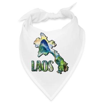 Aquarell Landkarte Laos - Bandana - Weiß - Vorne