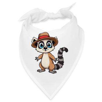 Süßer Waschbär mit gestreiftem Hut - Bandana - Weiß - Vorne