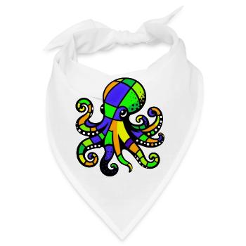Krake - Bandana - Weiß - Vorne