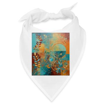 Abstrakte Komposition mit Blättern und Kreisen - Bandana - Weiß - Vorne