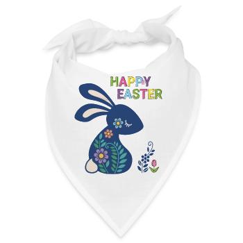 Osterhase Happy Easter - Bandana - Weiß - Vorne