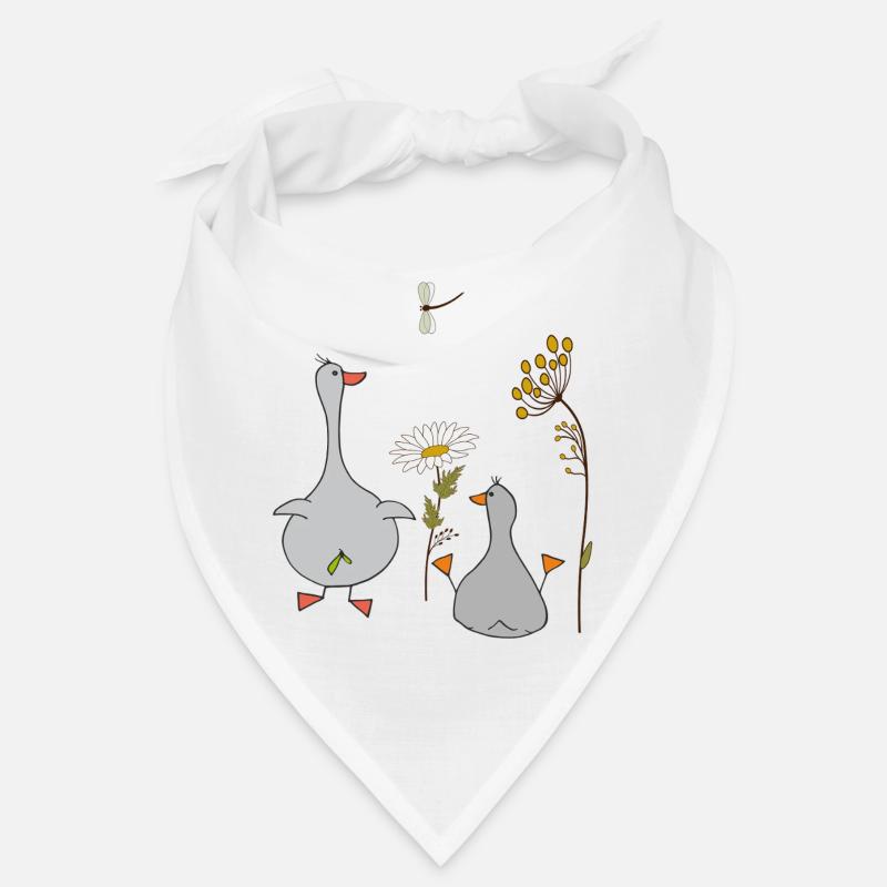 Oies dans le pré - Bandana - blanc