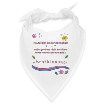 Schulkind Erstklassig - Bandana - Weiß - Vorne