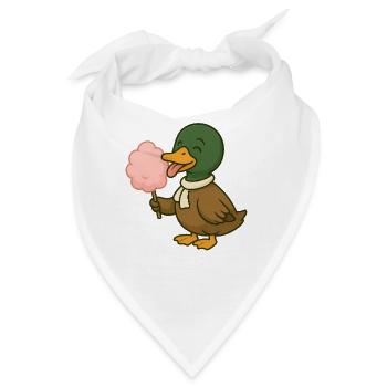 Verspieltes Enten-Motiv mit Zuckerwatte - Bandana - Weiß - Vorne
