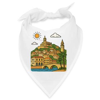 Farbige Stadtlandschaft von Mallorca - Bandana - Weiß - Vorne