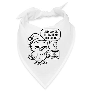 Morgenmuffel Vogel_mit_Kaffeetasse_und_Sprechblase - Bandana - Weiß - Vorne