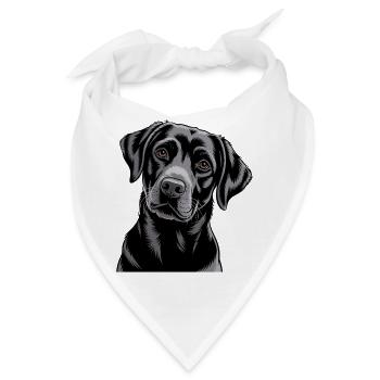 Schwarzer Labrador-Porträt - Bandana - Weiß - Vorne