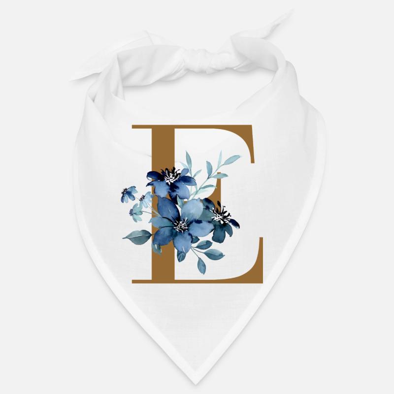 E floral – Lettre dorée avec des fleurs Bandana