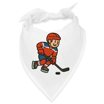 Eishockey Cartoon Junge im Spiel - Bandana - Weiß - Vorne