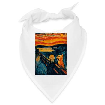 Halloween Katze – Kunstmotiv im Van Gogh Stil - Bandana - Weiß - Vorne